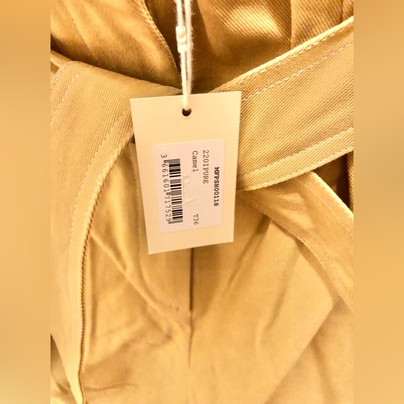 Maje Camel Cotton Canvas Belted Shorts - Picture 11 of 13